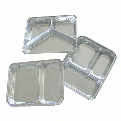 OEM SGS 0.2mm 2 Compartment Aluminium Food Tray